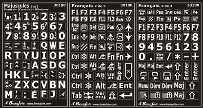 Autocollants clavier Windows français Canada majuscules 30180