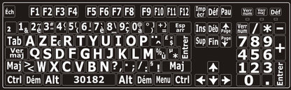 Autocollants lettres majuscules clavier Windows français (France) 30182