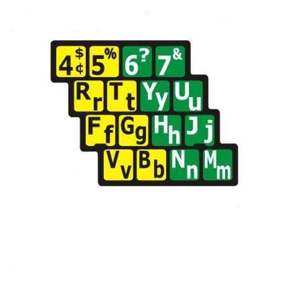 Autocollants clavier divisé rangées (minuscules et majuscules) 30185