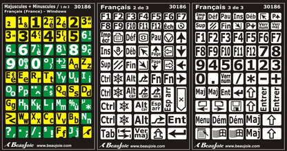 Autocollants clavier divisé gauche/droite (minuscule et majuscules)  30186
