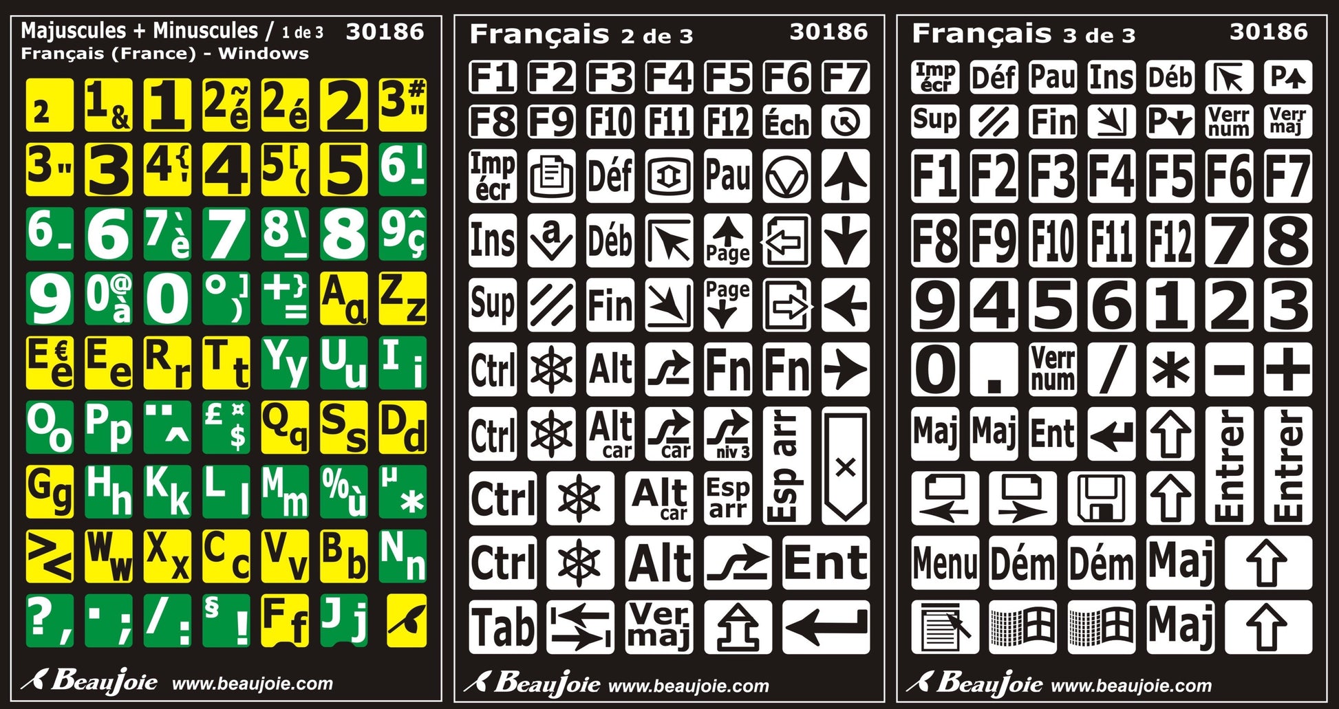 Autocollants clavier divisé gauche/droite (minuscule et majuscules)  30186