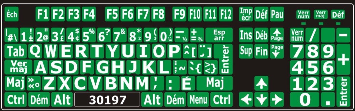 Autocollants clavier Windows français Canada majuscules 30197