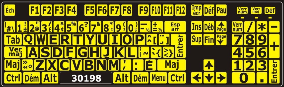 Autocollants clavier Windows français Canada majuscules 30198