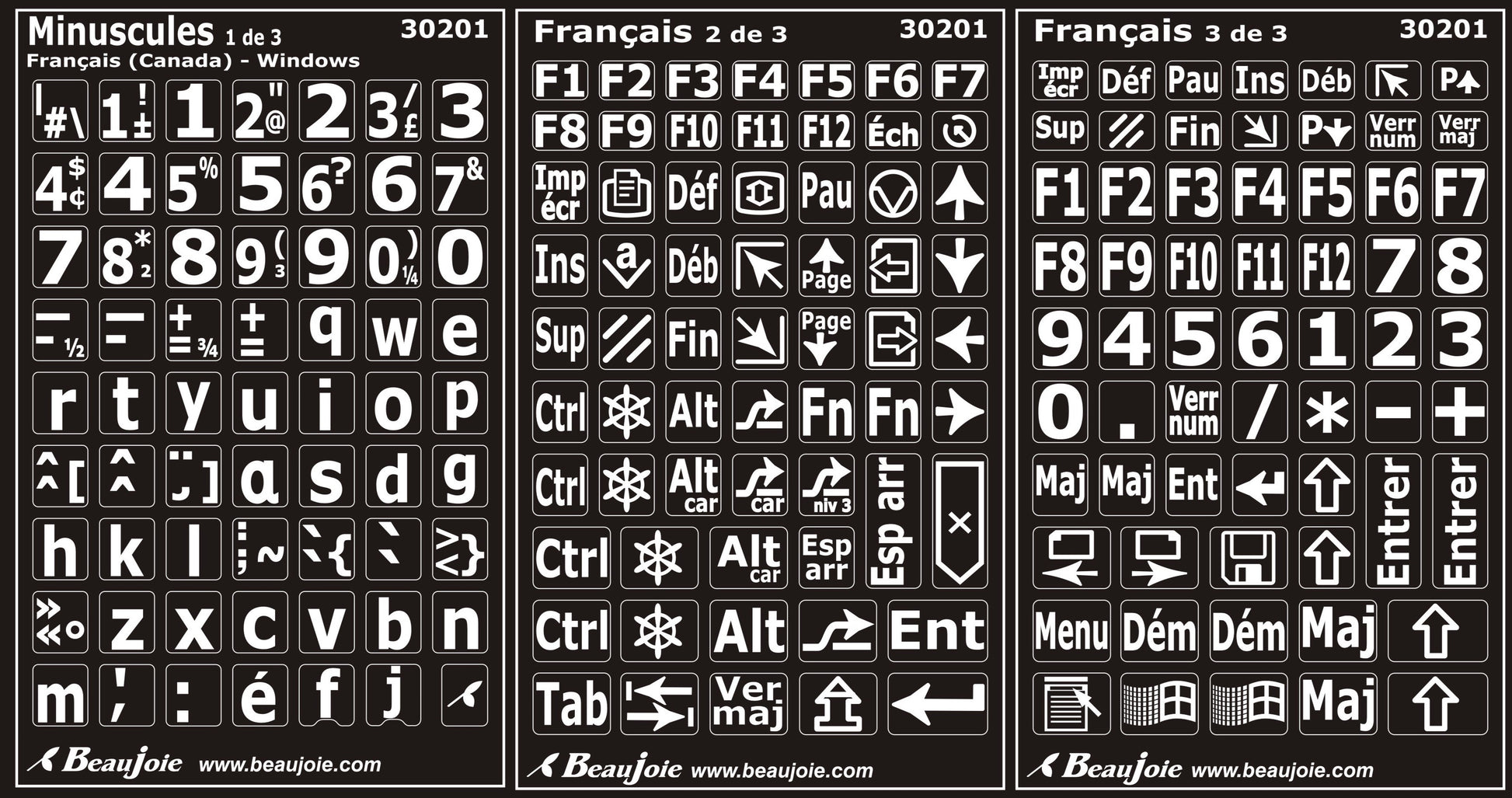 Autocollants clavier Windows français Canada minuscules 30201