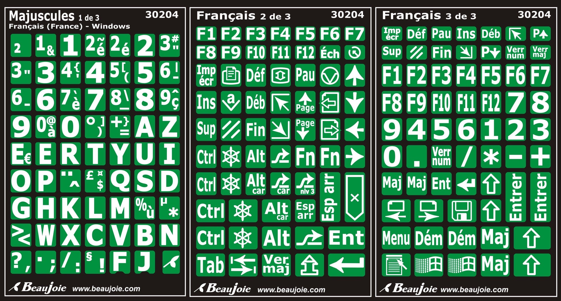 Autocollants lettres majuscules clavier Windows français (France) 30204