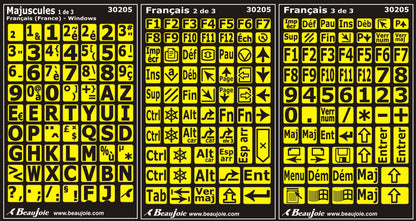Autocollants lettres majuscules clavier Windows français (France) 30205