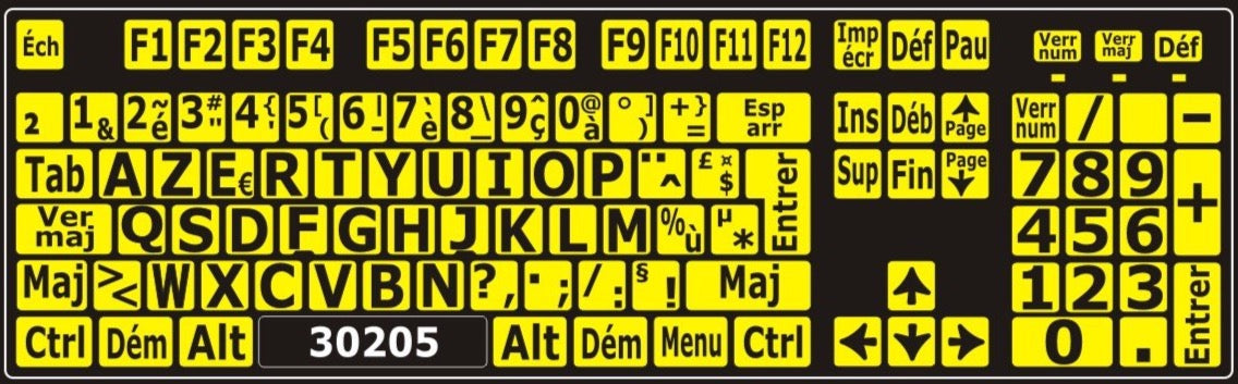 Autocollants lettres majuscules clavier Windows français (France) 30205