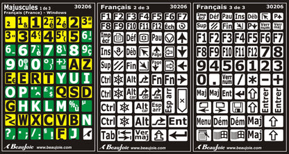 Autocollants clavier divisé rangées (majuscules) 30206