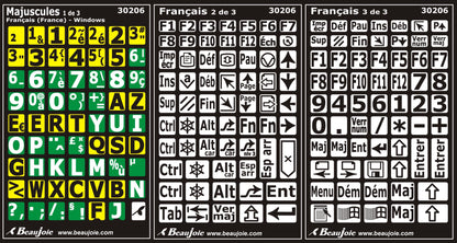 Autocollants clavier divisé rangées (majuscules) 30206