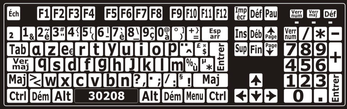 Autocollants lettres minuscules clavier Windows français (France)  30208