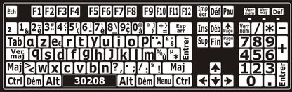 Autocollants lettres minuscules clavier Windows français (France)  30208