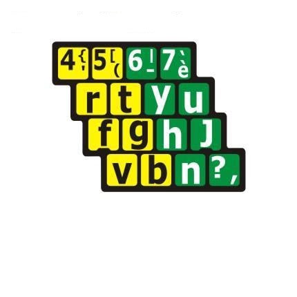 Autocollants clavier divisé rangées (minuscules) 30209