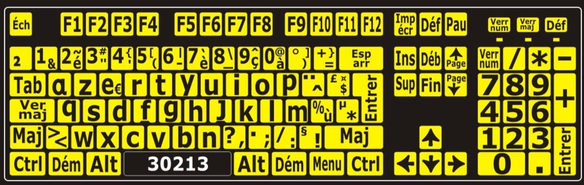 Autocollants lettres minuscules clavier Windows français (France) 30213