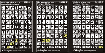 Autocollants lettres majuscules clavier Windows français belgique 30220