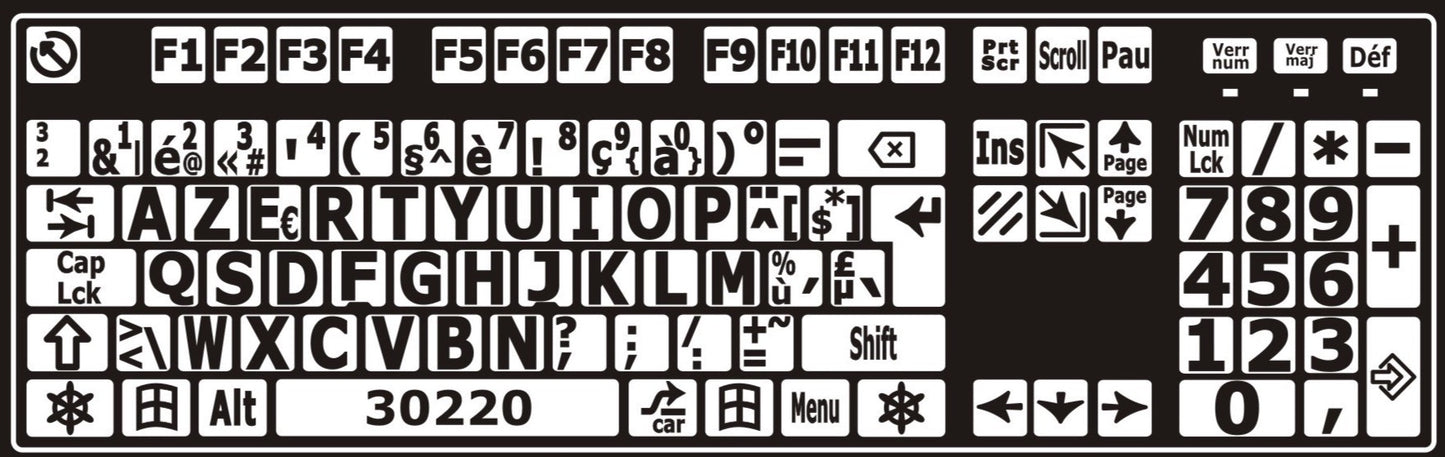 Autocollants lettres majuscules clavier Windows français belgique 30220