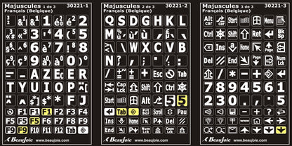 Autocollants lettres majuscules clavier Windows français belgique 30221
