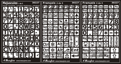 Autocollants lettres majuscules clavier Windows normalisé ACNOR 30227