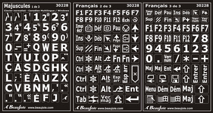 Autocollants lettres majuscules clavier Windows normalisé ACNOR  30228