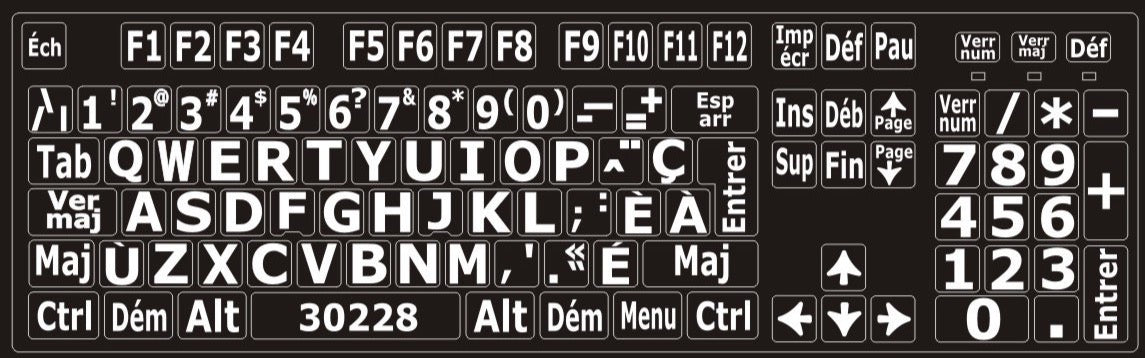 Autocollants lettres majuscules clavier Windows normalisé ACNOR  30228