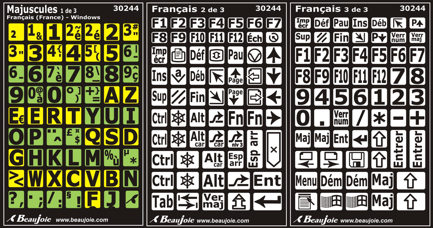 Autocollants clavier divisé rangées (majuscules) 30244