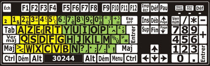 Autocollants clavier divisé rangées (majuscules) 30244