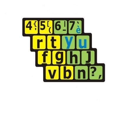 Autocollants clavier divisé gauche/droite (minuscules)  30253