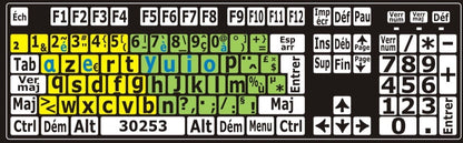 Autocollants clavier divisé gauche/droite (minuscules)  30253