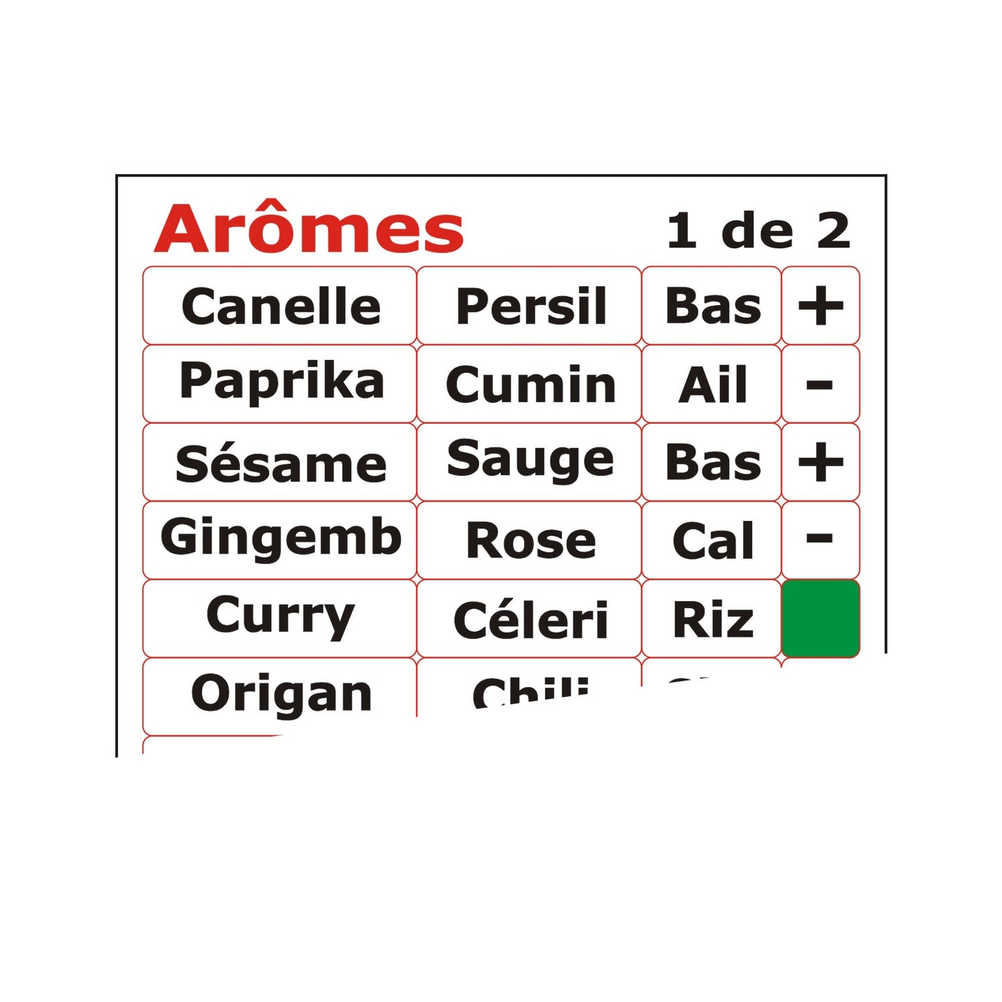 Autocollants français arômes aliments 30750