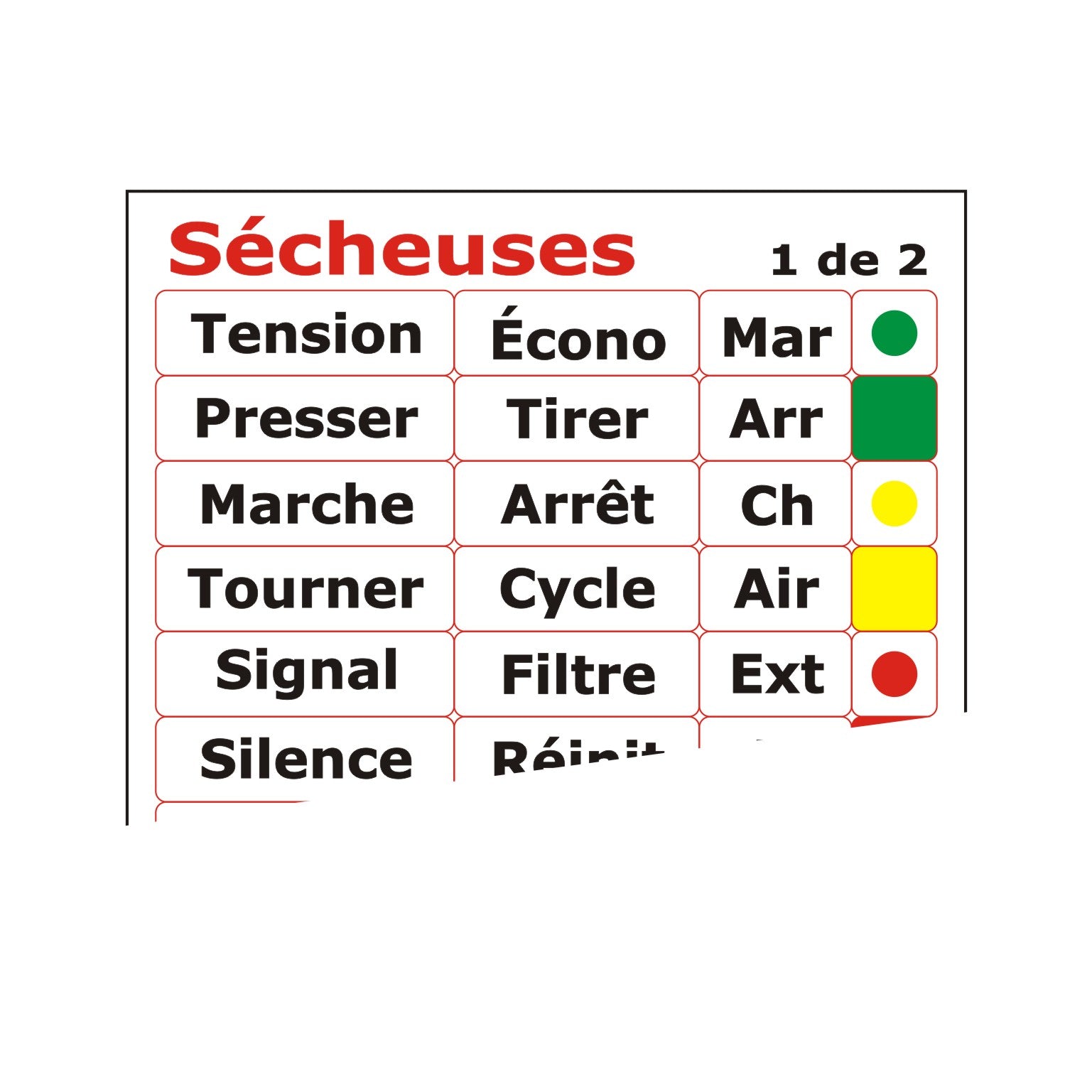 Autocollants français sécheuses 30752