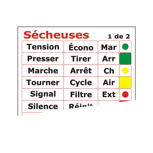 Autocollants français sécheuses 30752